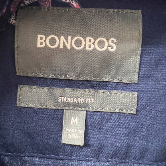 Bonobos Mens Navy Button Down Shirt Pink & Purple Leopard Print Standard Fit M - Picture 7 of 10